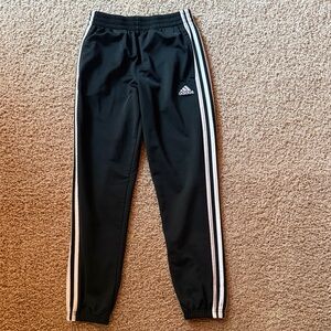 adidas Black Jogger Sweatpants with White Three-Stripes